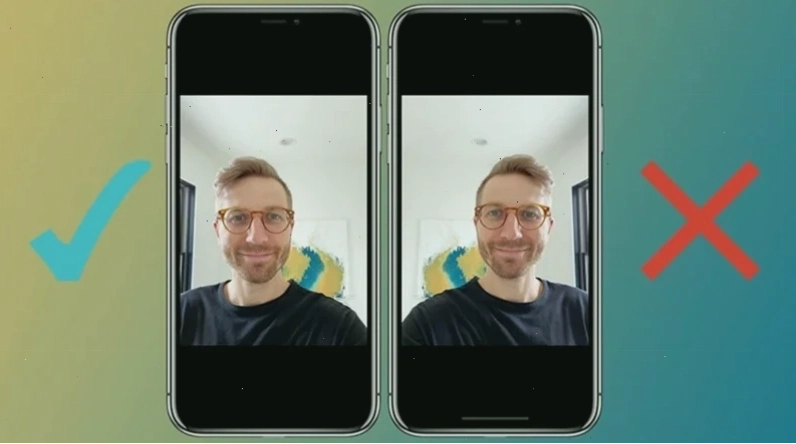 Ảnh selfie hiển thị hiệu ứng gương trên điện thoại