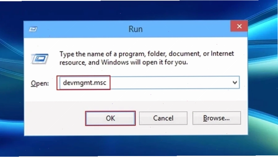 Bạn gõ devmgmt.msc vào hộp thoại Run và nhấn OK