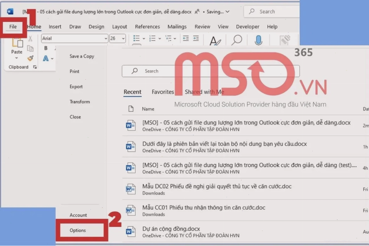 Bật AutoSave Word và AutoRecover Word để ngăn mất file Word chưa lưu