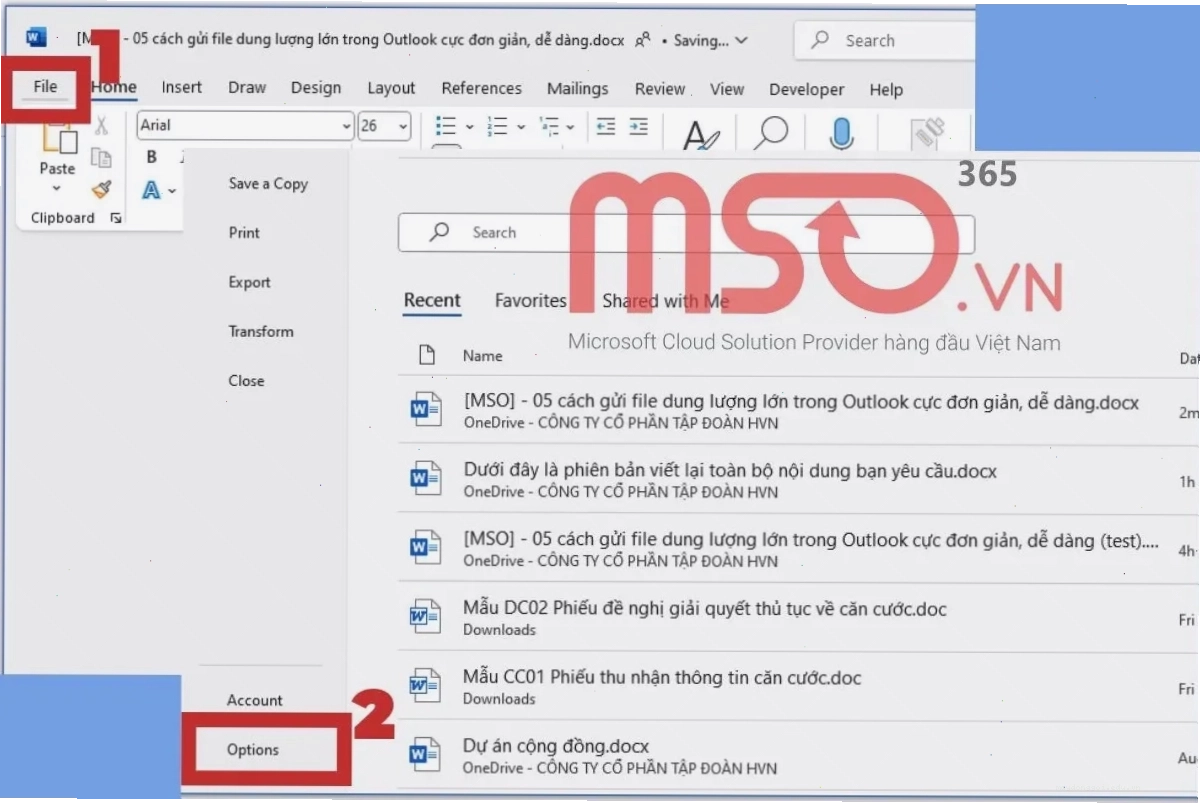Bật AutoSave Word và AutoRecover Word để ngăn mất file Word chưa lưu