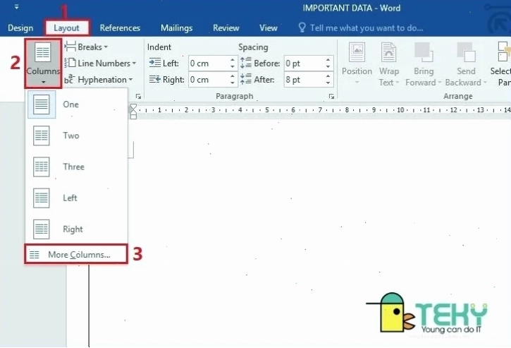 Cách chia đều các cột trong word