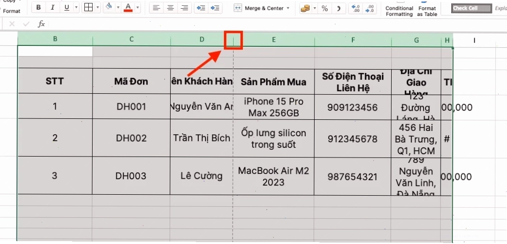 Cách chuẩn bị bảng tính Excel