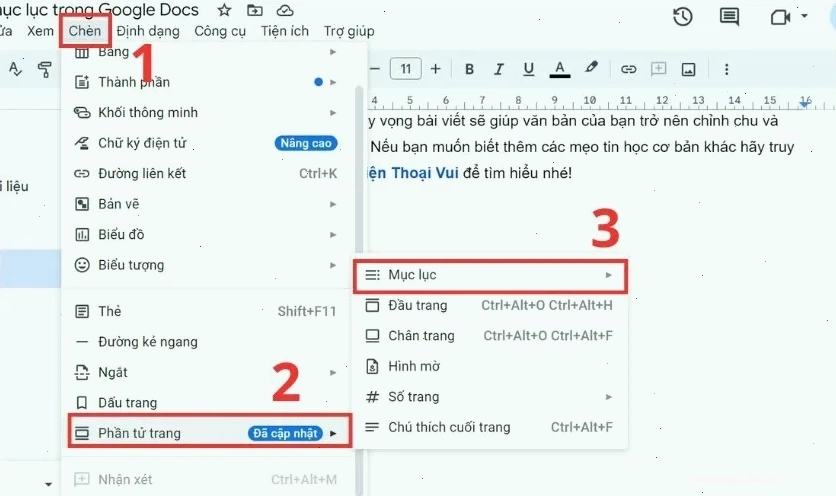 Cách làm mục lục Google Docs nhanh chóng và hiệu quả