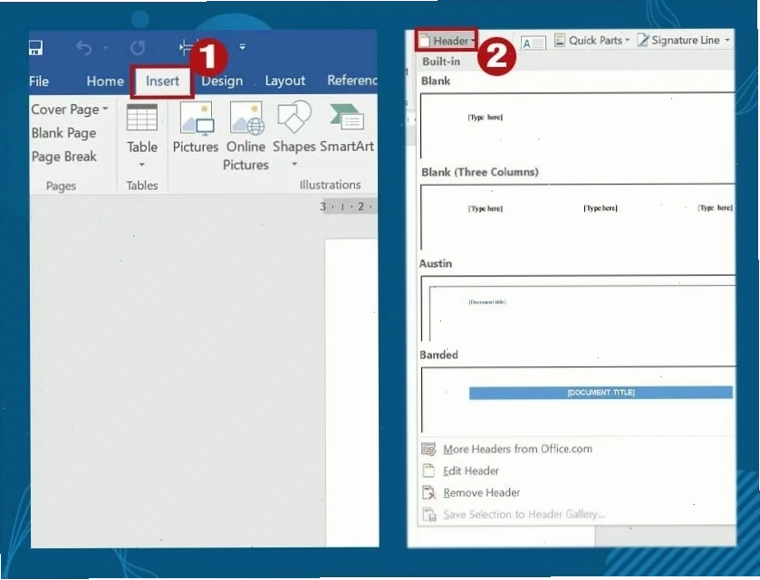 Cách tạo header và footer đồng loạt các trang trong word