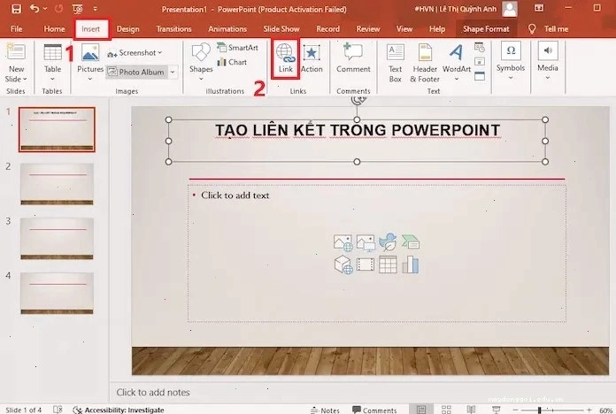 Cách tạo hyperlink liên kết thẳng đến 1 slide ẩn