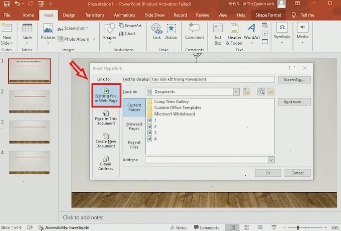 Cách tạo hyperlink liên kết thẳng đến 1 slide ẩn bằng nút bấm điều hướng slide