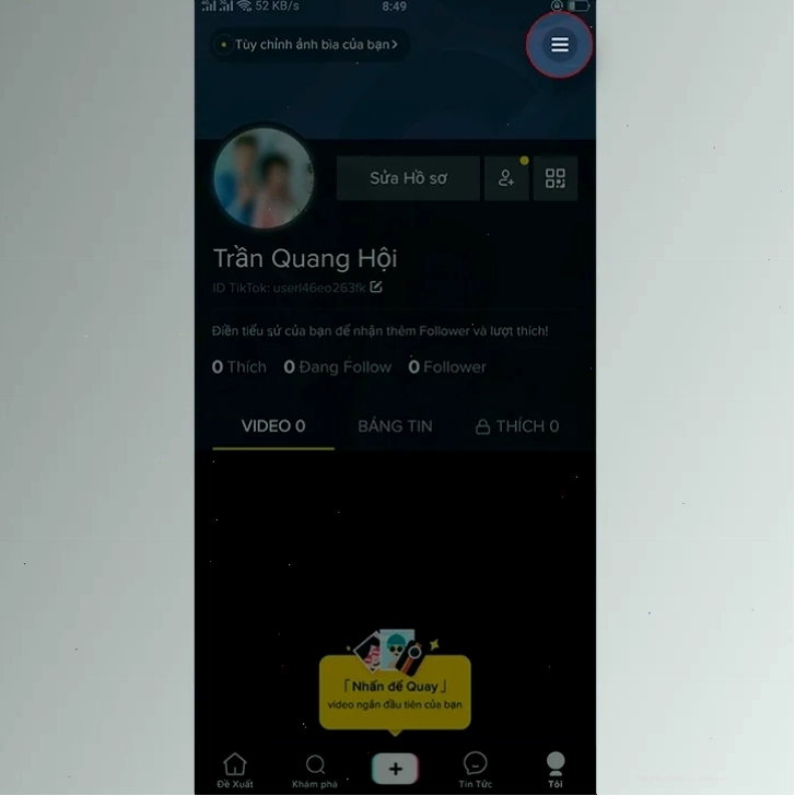 Cách xóa tài khoản TikTok vĩnh viễn: Nhấn vào More