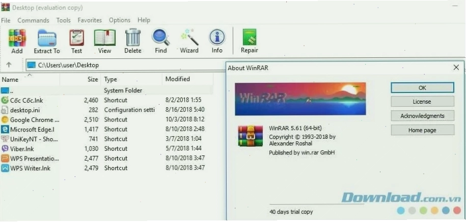 Cập nhật winrar 5.61