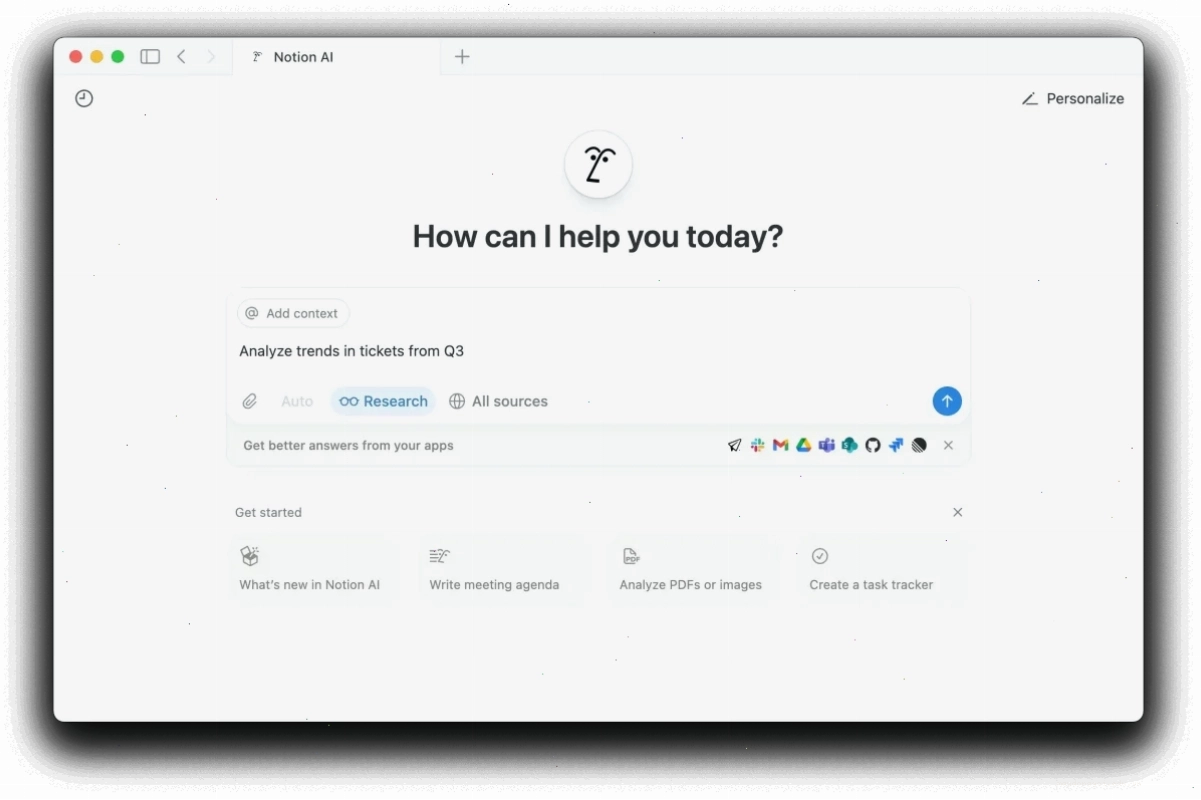 Chế độ nghiên cứu của Notion AI