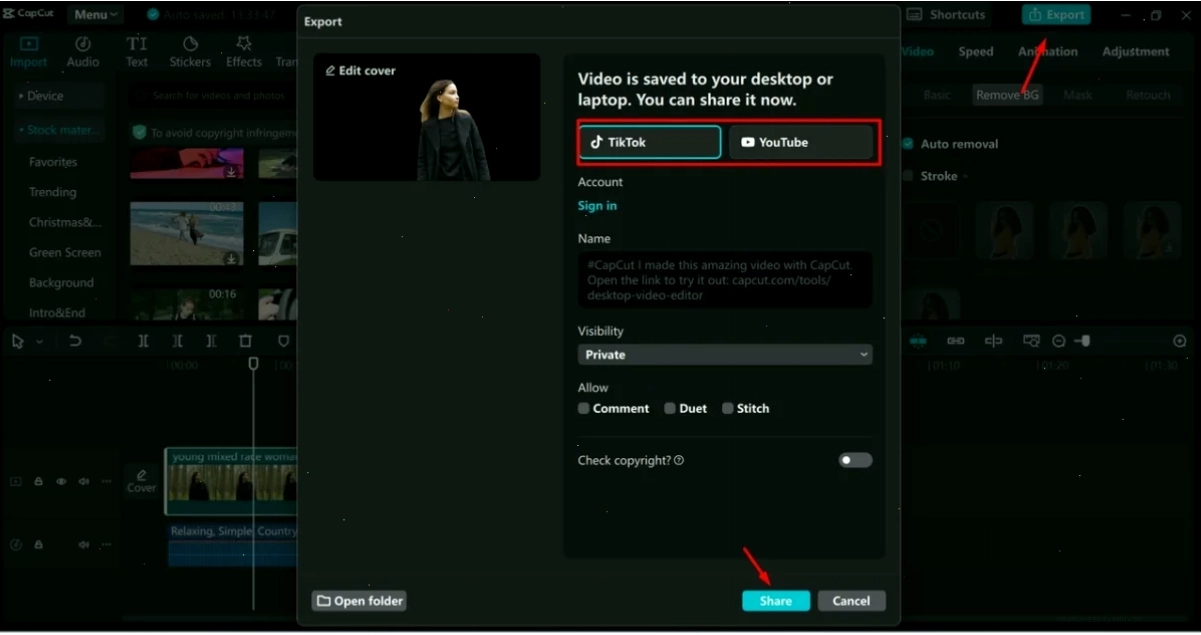 Chia sẻ video từ CapCut lên mạng xã hội