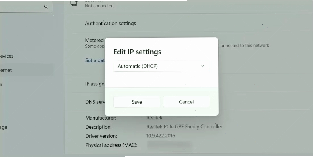 Chỉnh sửa địa chỉ IP Ethernet trên Windows 11