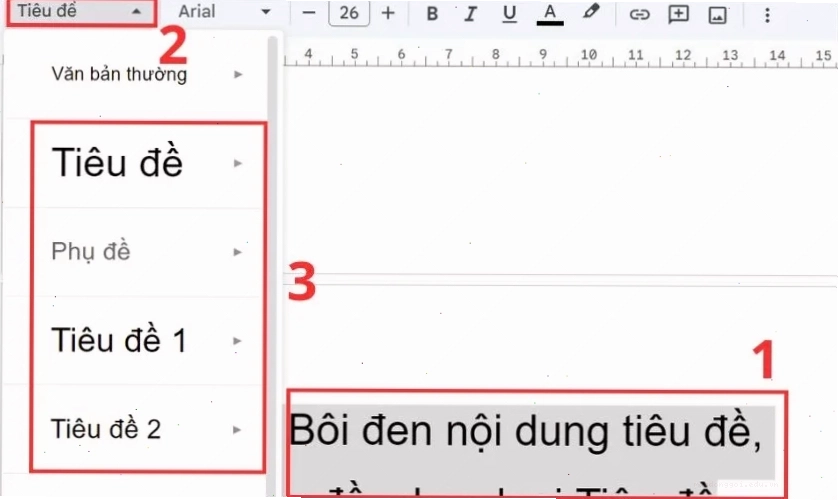 Chọn kiểu Tiêu đề phù hợp cho từng phần nội dung trong Google Docs