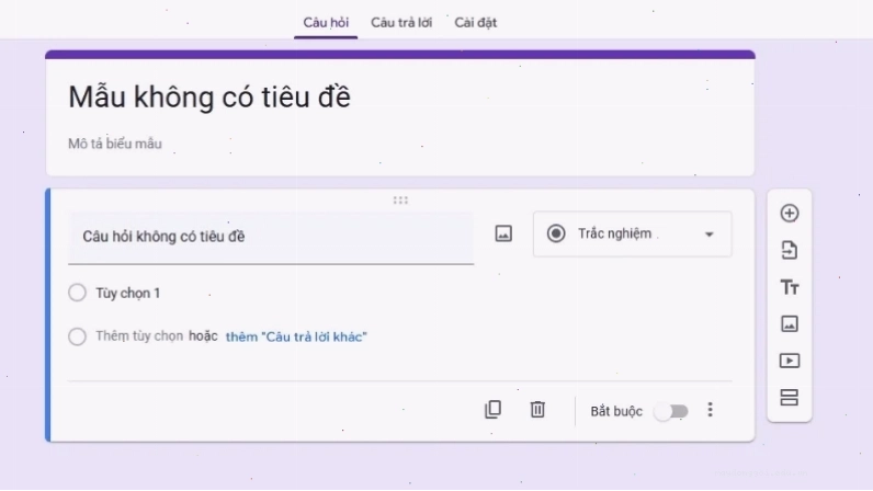 Chọn loại câu hỏi Tải tệp lên trong Google Forms