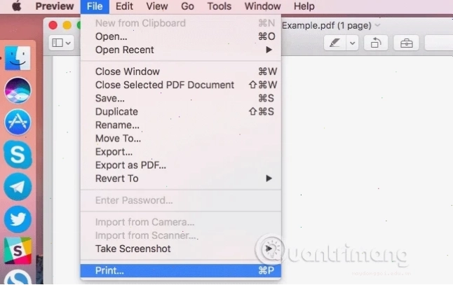 Chọn Print trong menu File để gỡ mật khẩu PDF