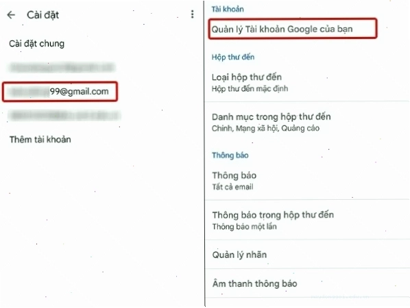 Chọn tài khoản Gmail muốn đổi tên