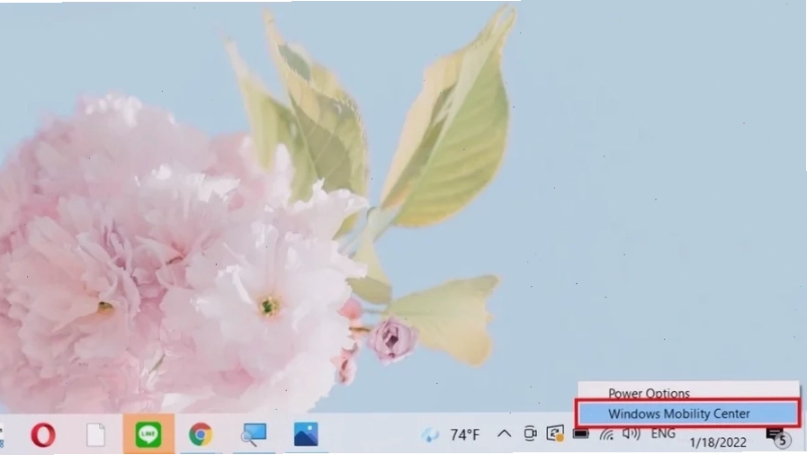Chọn Windows Mobility Center