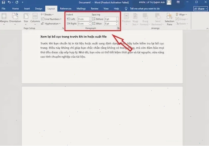 Điều Chỉnh Khoảng Cách đoạn Trong Word
