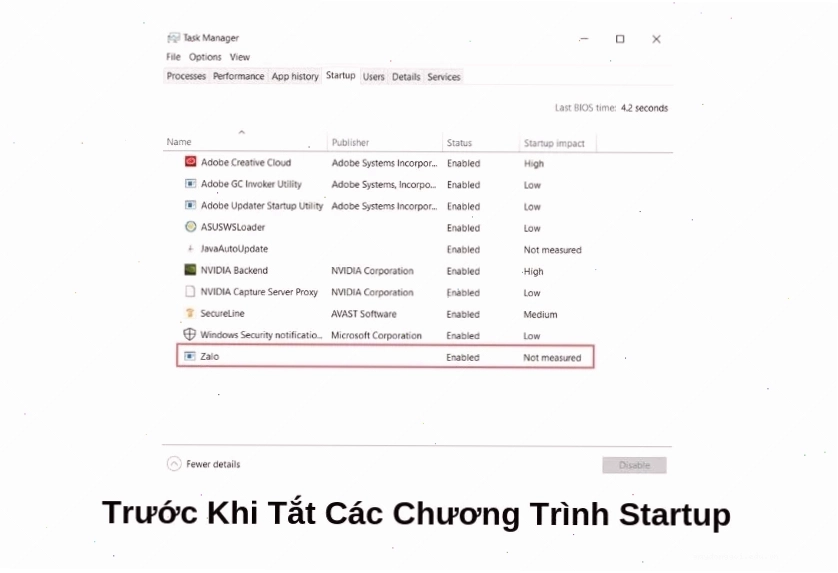Dừng các phần mềm khởi động Startup để tăng tốc Win 10