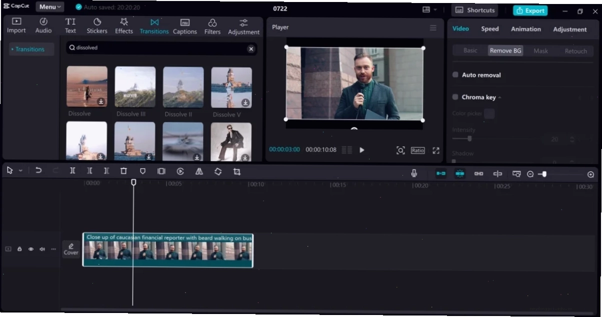 Editing interface of the CapCut desktop video editor - a perfect tool to remove the background of the video