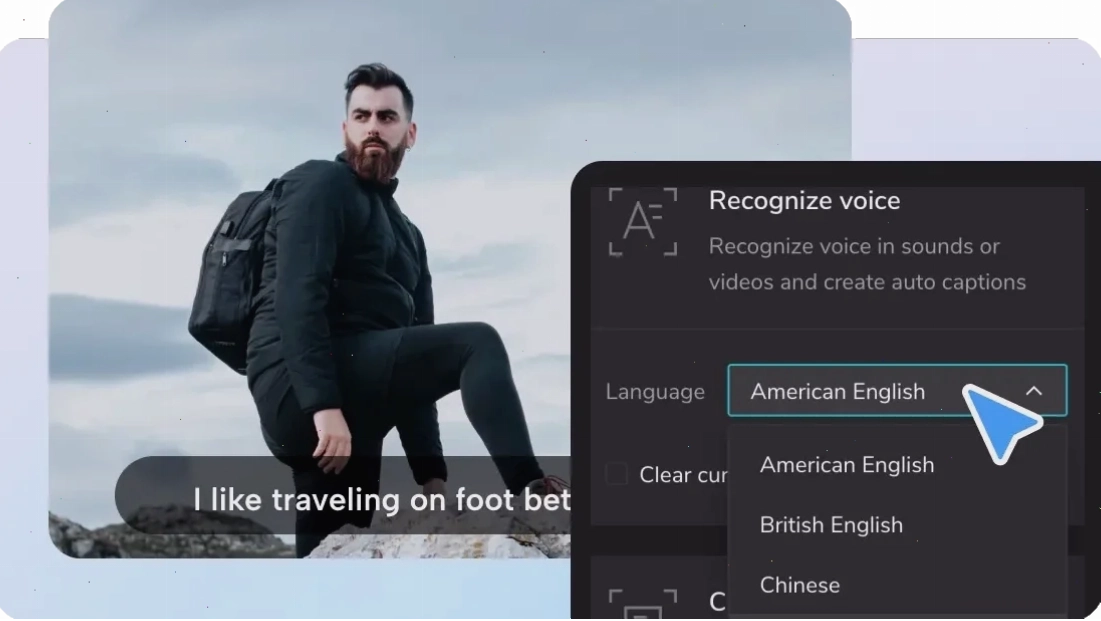 Giao diện CapCut Web hỗ trợ chèn phụ đề song ngữ anh việt tự động