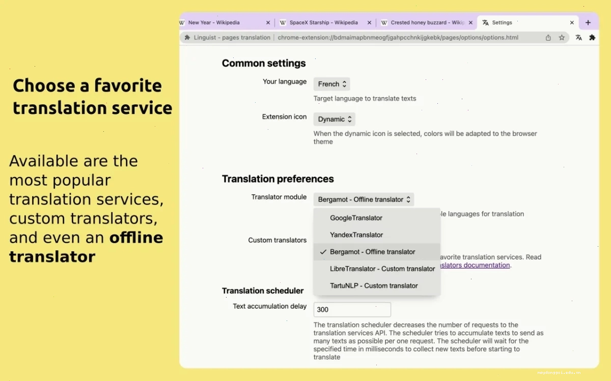 Giao diện Linguist - trình dịch trang web mạnh mẽ