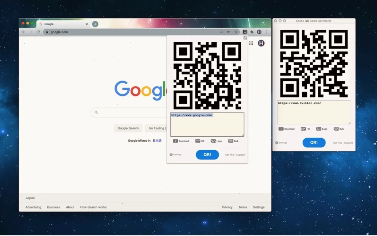 Giao diện tiện ích QR Code Generator với nhiều tùy chọn tùy chỉnh