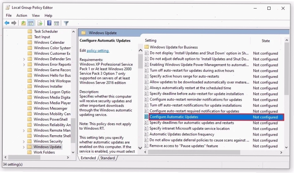 Giao diện Windows Update trên máy tính