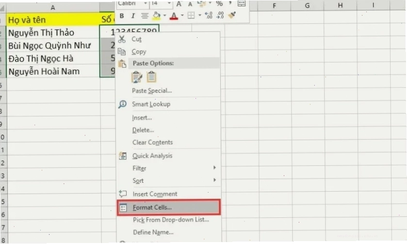 Hiện số 0 trong Excel bằng cách định dạng Text