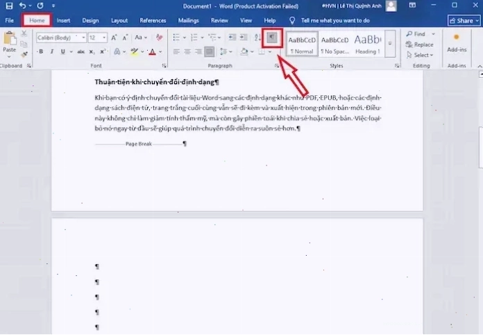 Hiển Thị Ngắt Trang Hoặc Ngắt Phần Trong Word