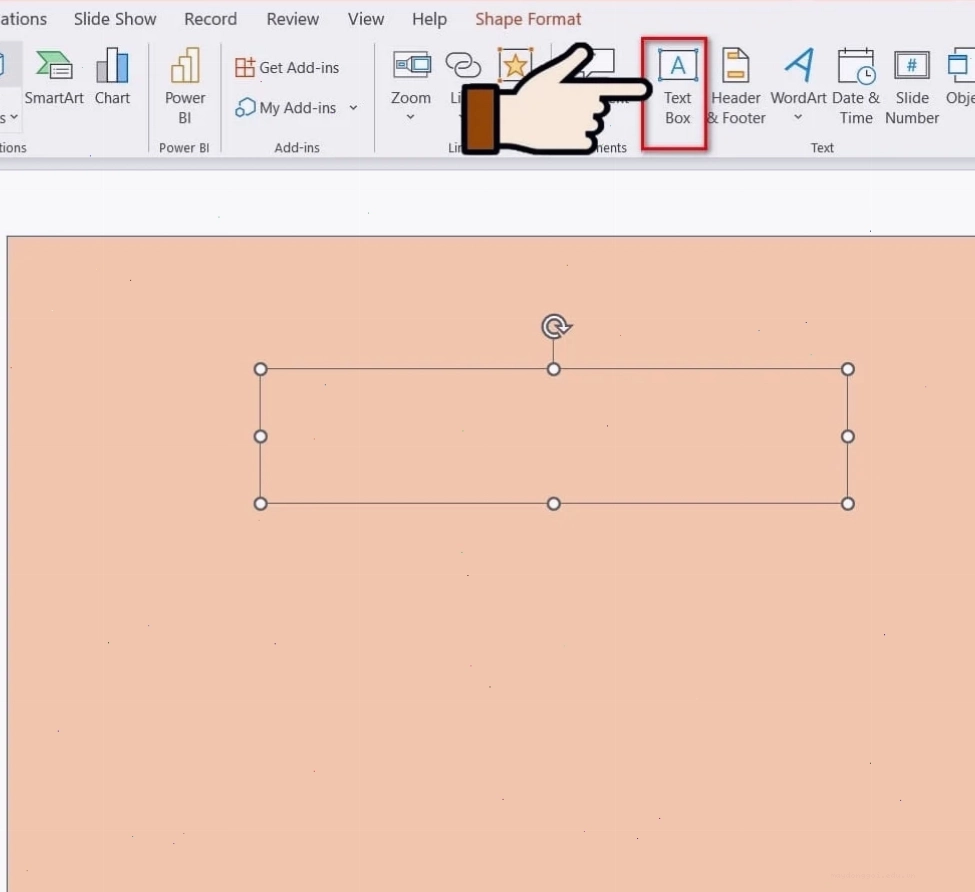 hình chọn text box để nhập nội dung thuyết trình