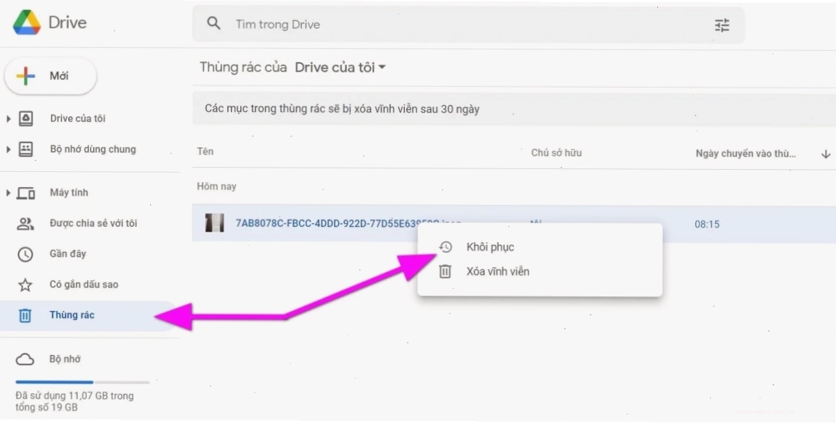 Hướng dẫn cách khôi phục file đã xóa vĩnh viễn trên Google Drive
