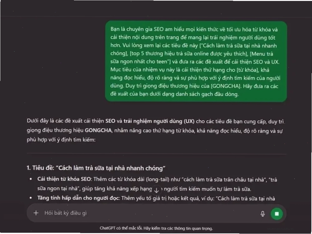 Hướng dẫn cách sử dụng prompt tối ưu header trên trang