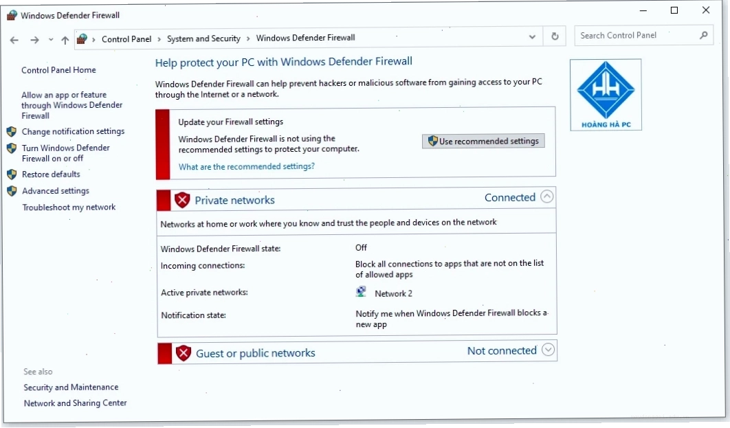 Hướng Dẫn Cách Tắt Tường Lửa Win 10 Bằng Control Panel