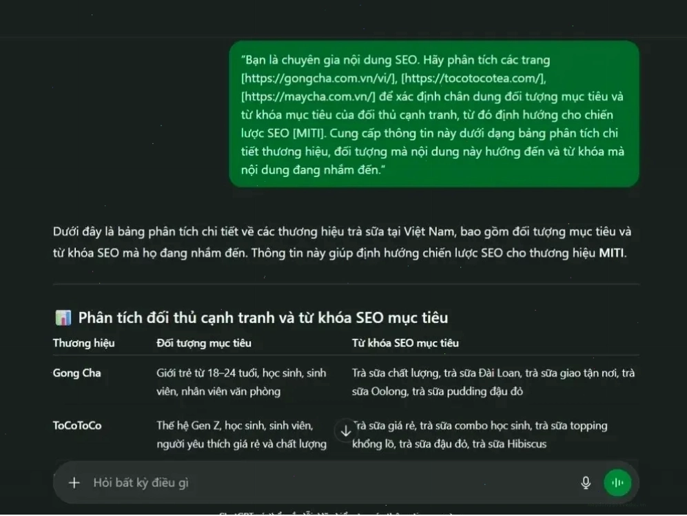 Hướng dẫn phân tích bộ từ khóa của đối thủ trong ngành trà sữa online
