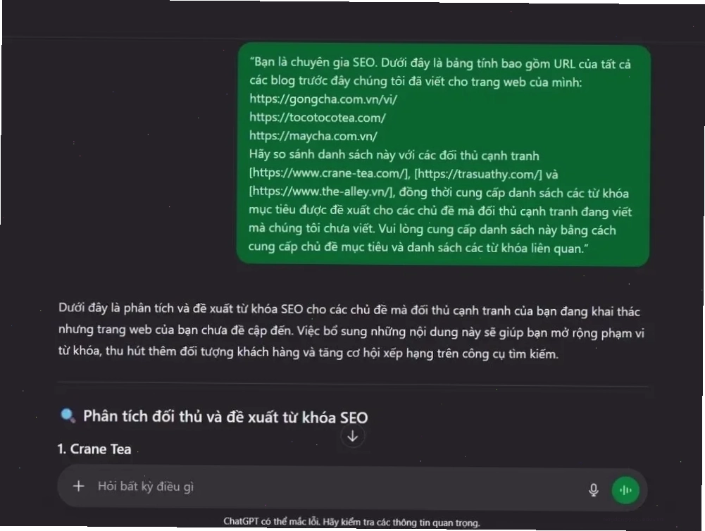 Hướng dẫn phân tích khoảng trống nội dung của 3 đối thủ trong ngành trà sữa online
