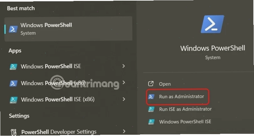Khởi chạy PowerShell để sửa lỗi pin to taskbar không hoạt động