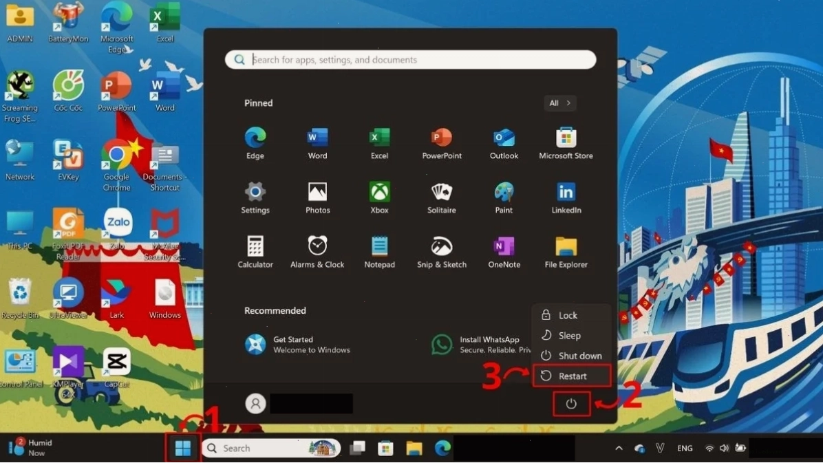 Khởi động lại máy tính Windows 11