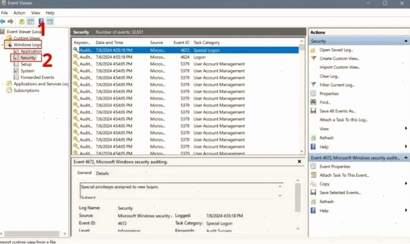 Kiểm tra máy tính bị theo dõi bằng cách xem Windows Logs Security trong Event Viewer