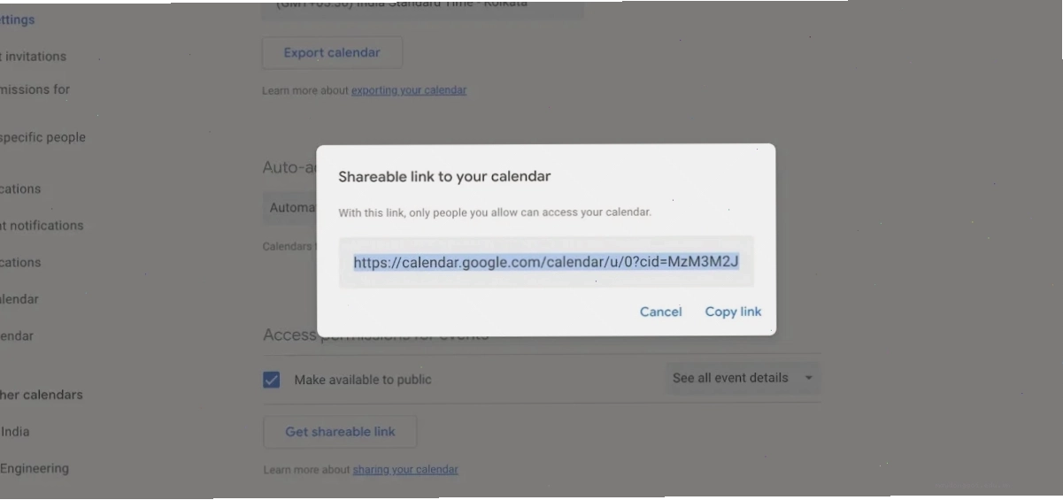 Lấy URL công khai cho Lịch Google của bạn cách nhúng lịch Google vào Notion