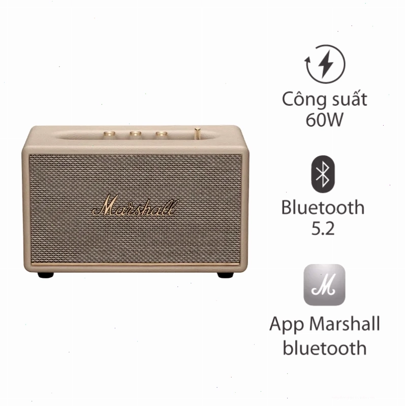 Loa Marshall Acton 3 (III), Công Suất 60W, Bluetooth, AUX, App Marshall Bluetooth