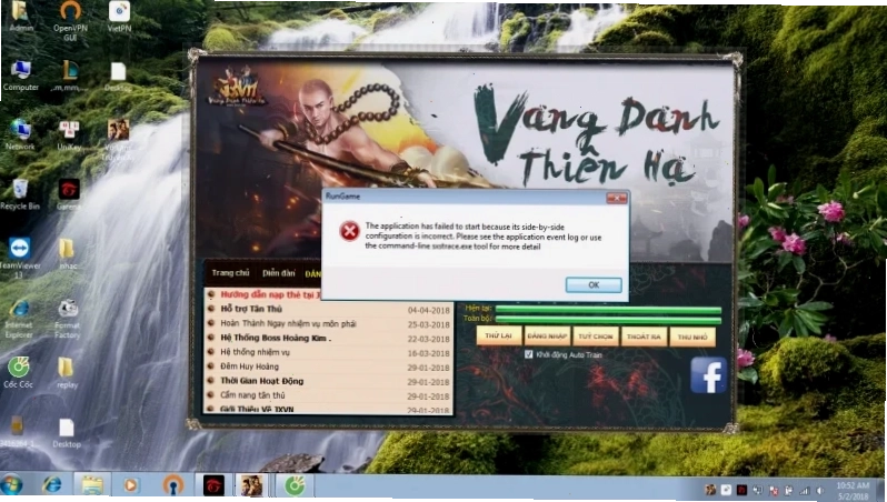 lỗi the application has failed to start side by side
