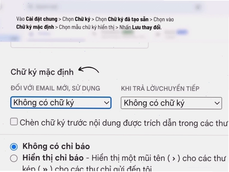 Lưu thay đổi cài đặt chữ ký Gmail