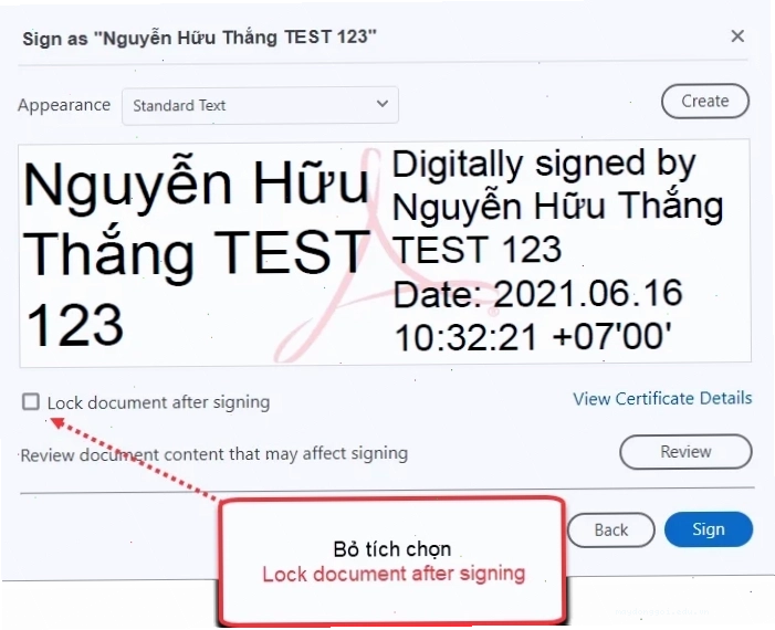 Màn hình Acrobat Reader hiển thị file PDF DocuSign bị khóa không cho in