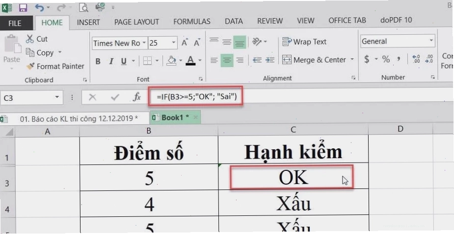 Minh họa cách dùng hàm IF trong Excel cho các trường hợp khác nhau