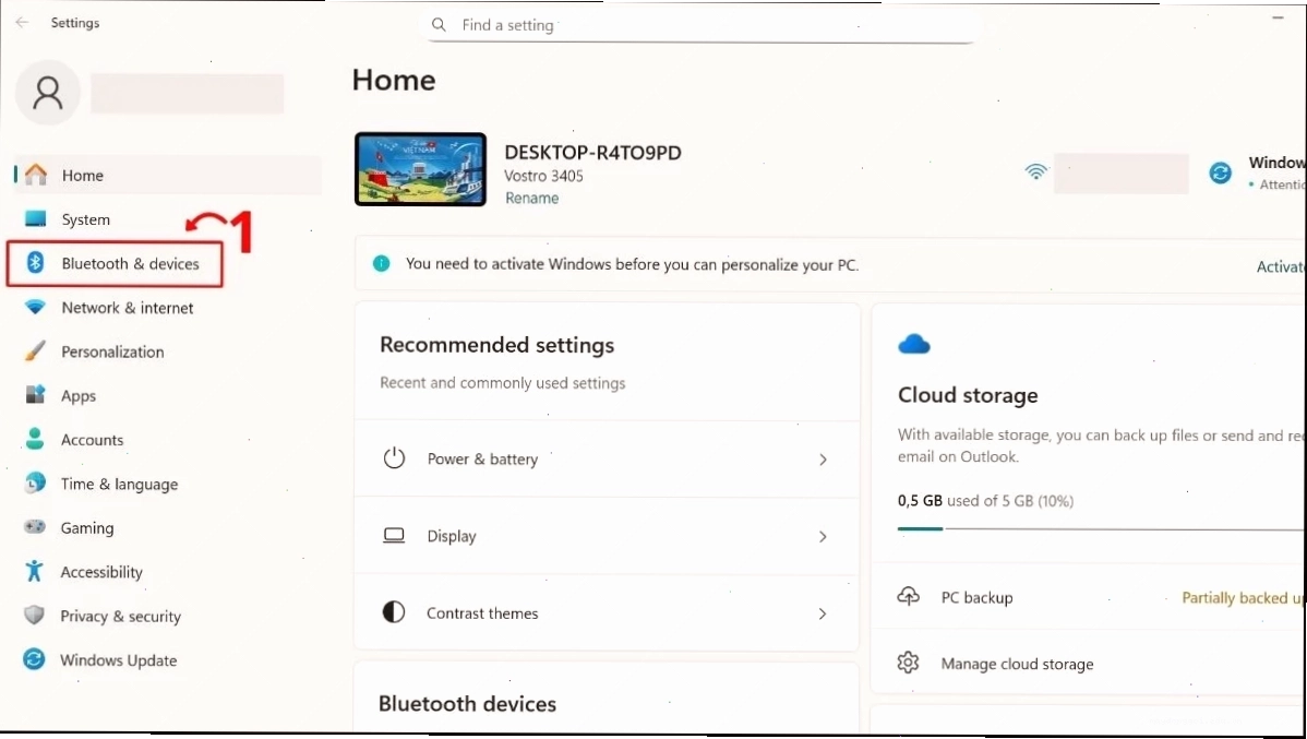 Mở cài đặt Bluetooth trên Win 11