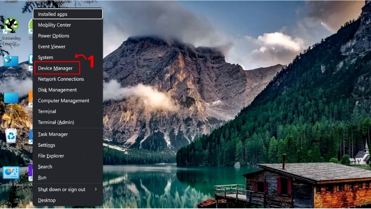 Mở trình quản lý thiết bị Device Manager
