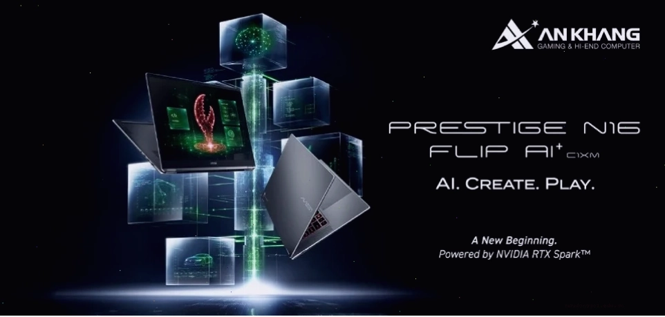 MSI cho ra mắt Prestige N16 Flip AI+ Mẫu laptop xoay gập trang bị nền tảng NVIDIA RTX Spark sẵn sàng cho kỷ nguyên Agentic AI