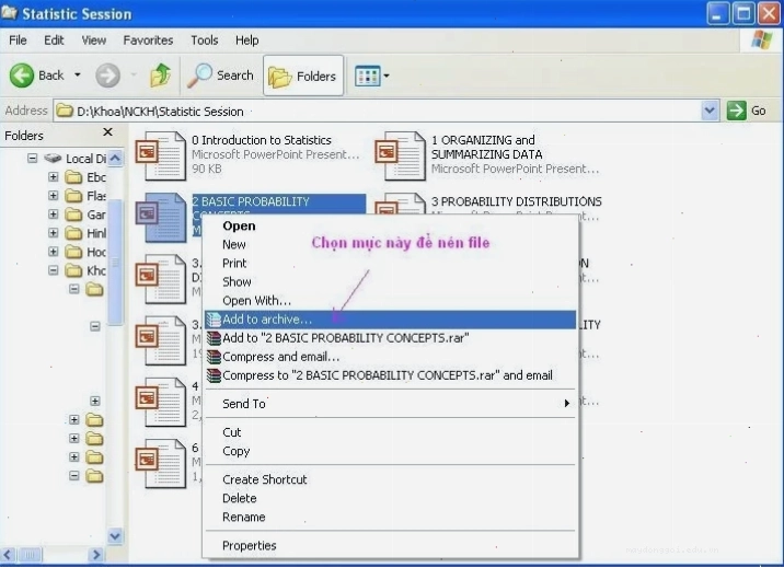 Nén file (hay thư mục) bằng winrar