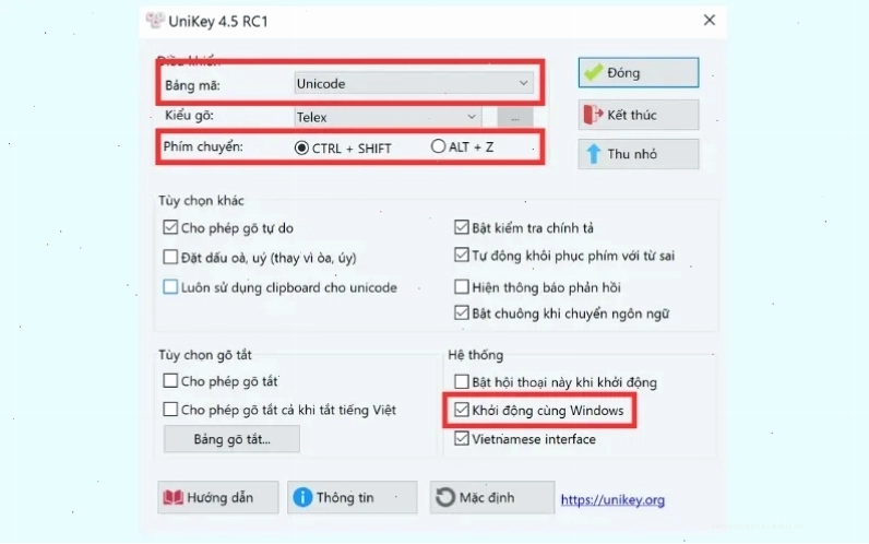 Nên thiết lập bảng mã Unicode để đảm bảo tương thích các font chữ phổ biến