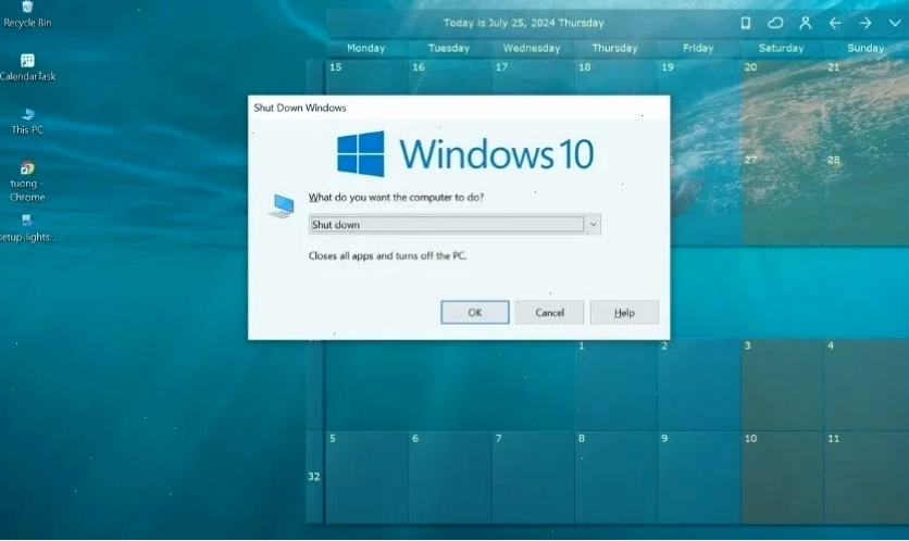 Nhấn tổ hợp phím Alt + F4 để xuất hiện màn hình Shut Down Windows